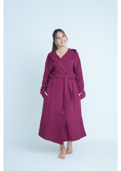 Unisex Kapüşonlu 4 Katlı Müslin Bornoz/sabahlık modelleri