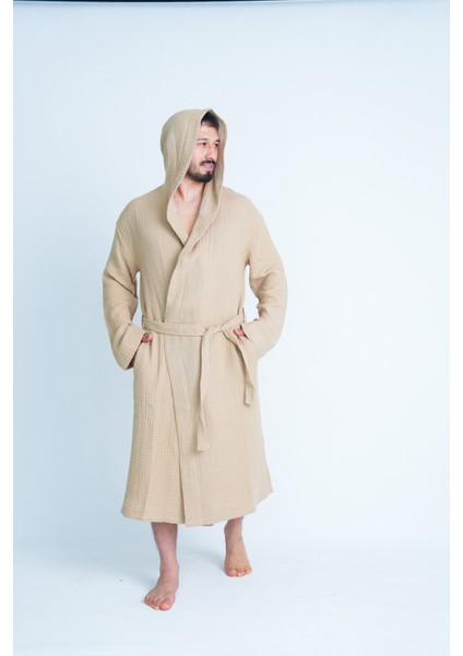 Kapüşonlu Unisex 4 Katlı Müslin Bornoz/sabahlık fırsatları