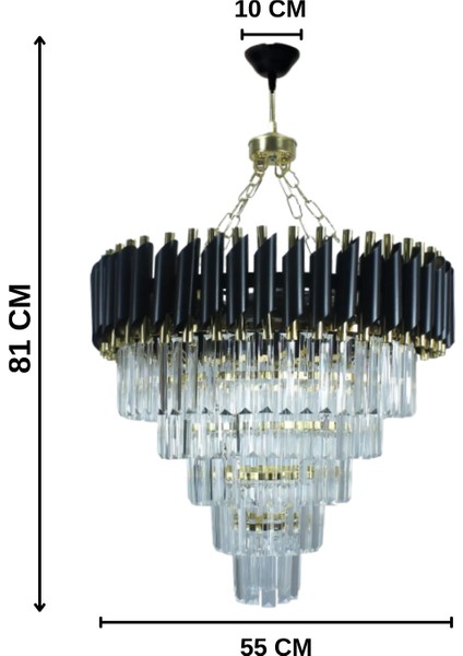 Riva Gold 55X55 Cm'lik Kristal Taşlı Gold Lüks Avize - Yatak Odası - Salon - Mutfak - Hol modelleri