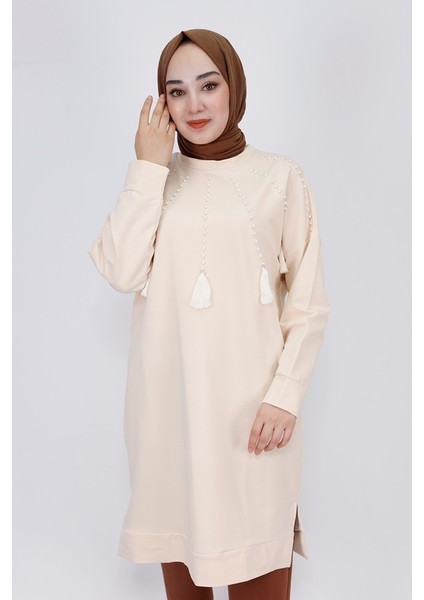 6950 2 Ip Inci Ve Püskül Detaylı Sweatshirt