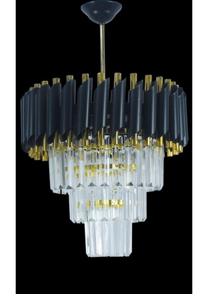 Zamira 35 Cm'lik Kristal Taşlı Lüx Avize 3'lü (Black Gold) modelleri