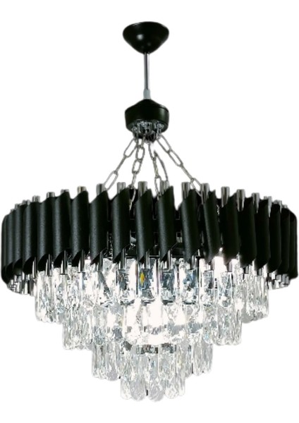 Mezun Siyah 55X55 Cm'lik Modern Kristal Taşlı Lüks Avize - Yatak Odası - Salon - Mutfak - Hol fiyatları