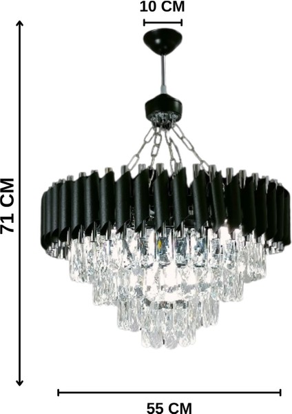 Mezun Siyah 55X55 Cm'lik Modern Kristal Taşlı Lüks Avize - Yatak Odası - Salon - Mutfak - Hol modelleri