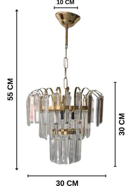 Taşlım Gold Özel Premium Serisi Kristal Taşlı Sarkıt Avize - Yatak Odası - Salon - Mutfak