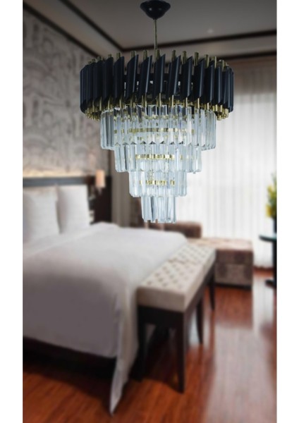 Zamira 45 Cm'lik Gold Kristal Taşlı Lüx Avize 4'lü (Black Gold) fırsatları