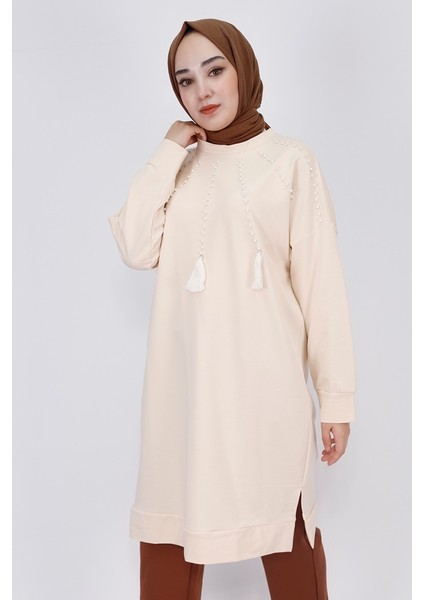 6950 2 Ip Inci Ve Püskül Detaylı Sweatshirt