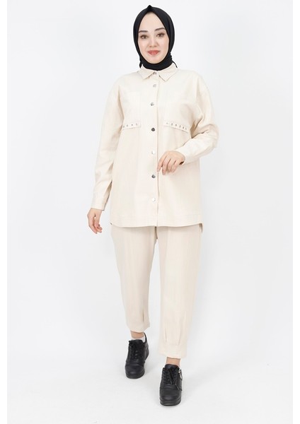 6931 Gabardin Kumaş Cep Detaylı 2Li Takım