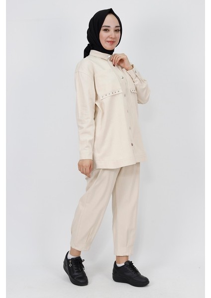 6931 Gabardin Kumaş Cep Detaylı 2Li Takım