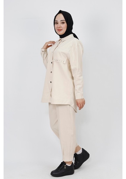6931 Gabardin Kumaş Cep Detaylı 2Li Takım