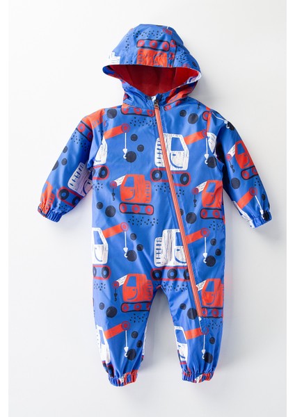 Sevimli Vinçler Pamuk Astarlı Fermuarlı Kapüşonlu Çocuk Yağmurluk Tulum Mont