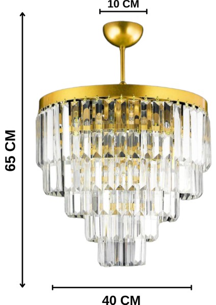 Nilsa Gold 40X40 Cm'lik Kristal Taşlı Lüks Avize - Yatak Odası - Salon - Mutfak - Hol