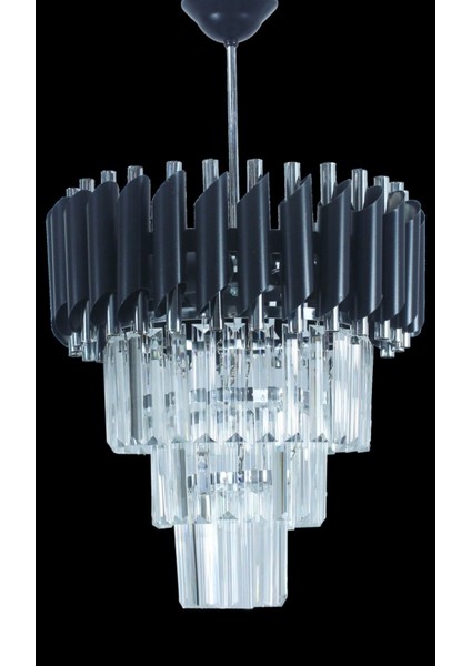 Zamira 35 Cm'lik Black Slver Kristal Taşlı Lüks Avize fiyatları