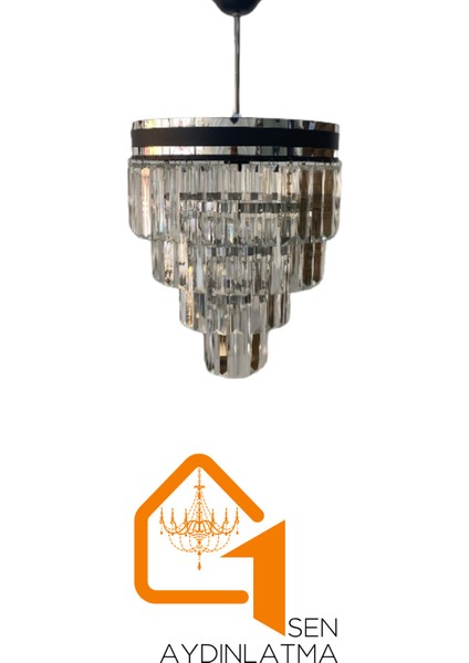 Raya Gümüş Detaylı 30X30 Cm'lik Kristal Taşlı Lüks Avize - Yatak Odası - Salon - Mutfak fırsatları