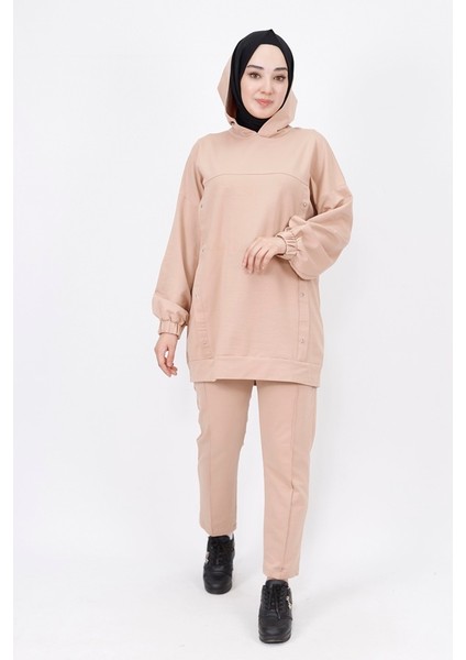 6973 2 Ip Kumaş Yıldız Zımba Detaylı Kapüşonlu 2Li Takım fiyatları