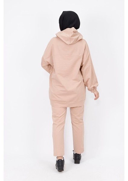 6973 2 Ip Kumaş Yıldız Zımba Detaylı Kapüşonlu 2Li Takım modelleri