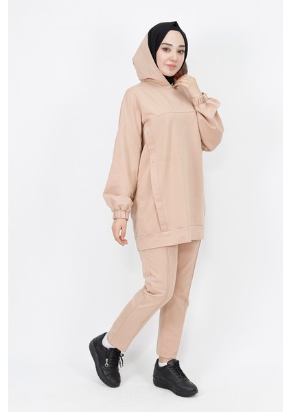 6973 2 Ip Kumaş Yıldız Zımba Detaylı Kapüşonlu 2Li Takım fırsatları
