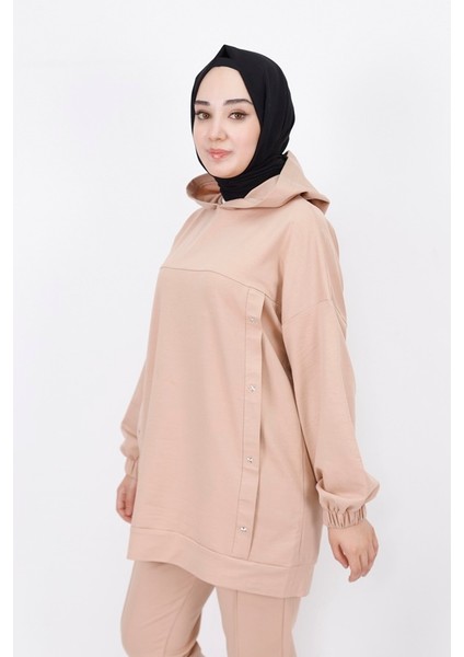 6973 2 Ip Kumaş Yıldız Zımba Detaylı Kapüşonlu 2Li Takım indirimleri