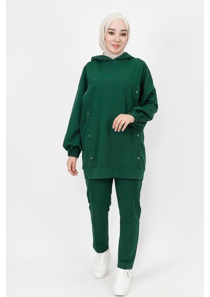 6973 2 Ip Kumaş Yıldız Zımba Detaylı Kapüşonlu 2Li Takım fiyatları