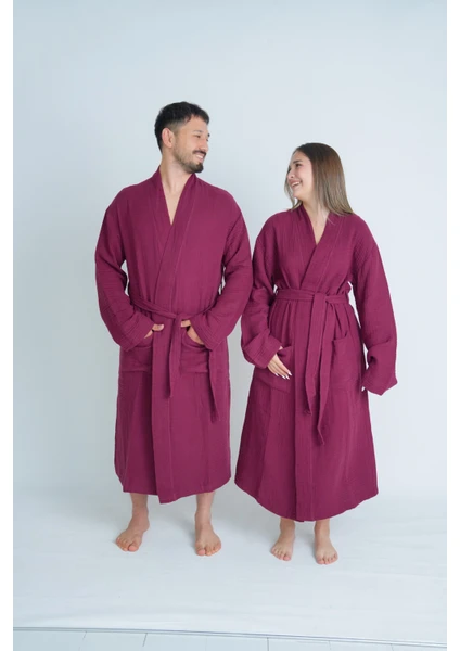 Meet Maya Natural Kimono Model Unisex 4 Katlı Müslin Bornoz /sabahlık