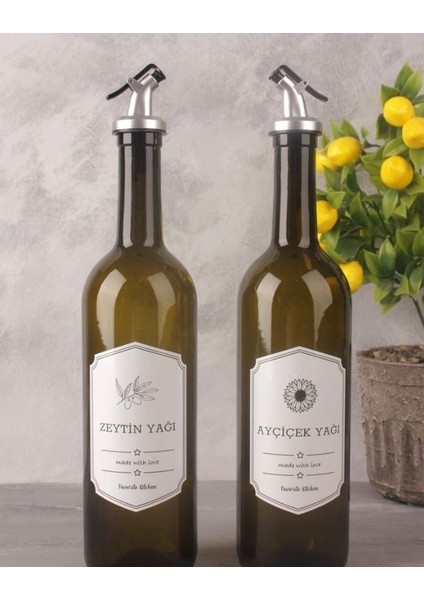 Ahşap Stantlı Amber 2li 750 ml Zeytinyağı Sıvı Yağ Şişesi Yağdanlık
