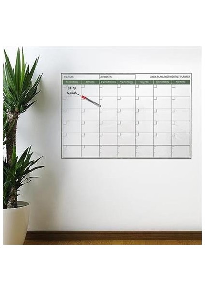 Manyetik Yapışkanlı Bir Aylık Program Planlayıcı Takvim 85 x 56 cm