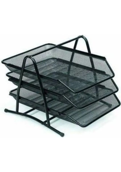 Tel 3'lü Evrak Rafı Siyah