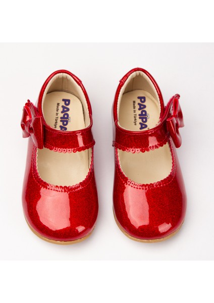 Doria Kız Bebek Soft Tabanlı Kırmızı Simli Rugan Babet Ab1001-10 modelleri