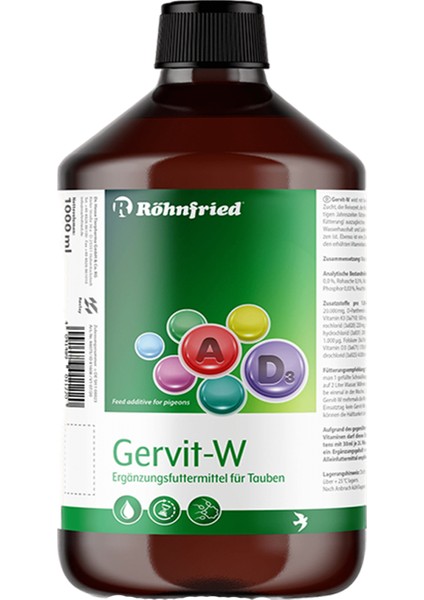 Gervit-W Kuşlar Için Multivitamin 30 ml (SIZDIRMAZ KAPAKLI CAM ŞİŞE - ORİJİNAL ŞİŞEDEN BÖLME)