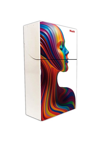 Soyut Sanat Baskılı Tabaka Kişiye Özel Isimli Sigara Kutusu/tabakası / Kadın Gökkuşağı