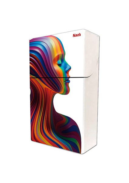 Soyut Sanat Baskılı Tabaka Kişiye Özel Isimli Sigara Kutusu/tabakası / Kadın Gökkuşağı