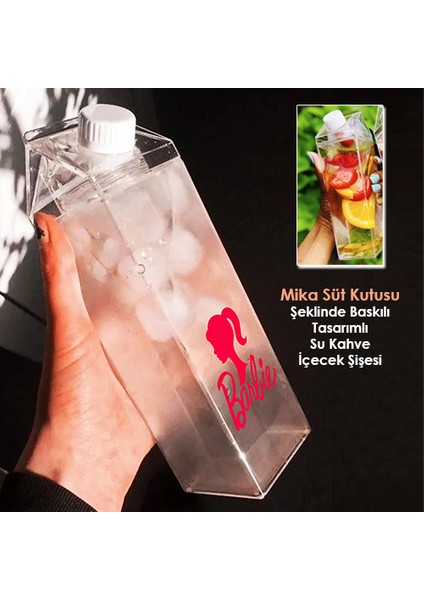Barbie Baskılı Mika Süt Kutu Tasarımlı Su Kahve Içecek Şişesi - Cam Değildir - 500 ml modelleri