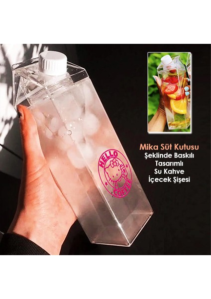 Hello Kitty Baskılı Mika Süt Kutu Tasarımlı Su Kahve Içecek Şişesi - Cam Değildir - 500 ml fiyatları