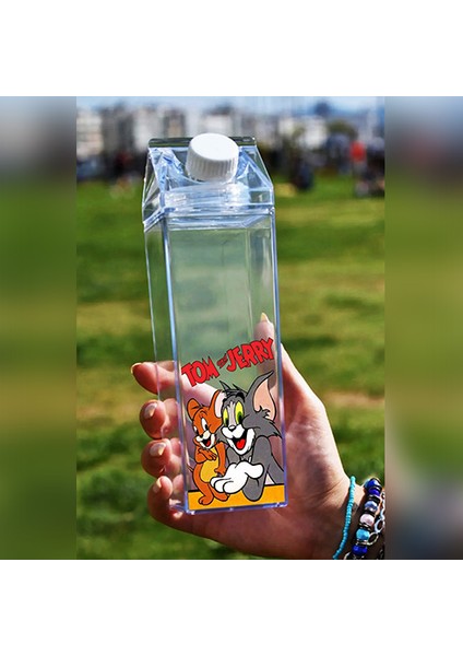 Tom ve Jerry Baskılı Mika Süt Kutu Tasarımlı Su Kahve Içecek Şişesi - Cam Değildir - 500 ml modelleri