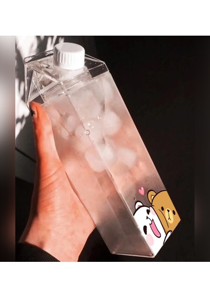 Dudu Bubu Ayıcık Sevgili Çift Baskılı Mika Süt Kutu Tasarımlı Su Kahve Şişesi -Cam Değildir- 500 ml fiyatları
