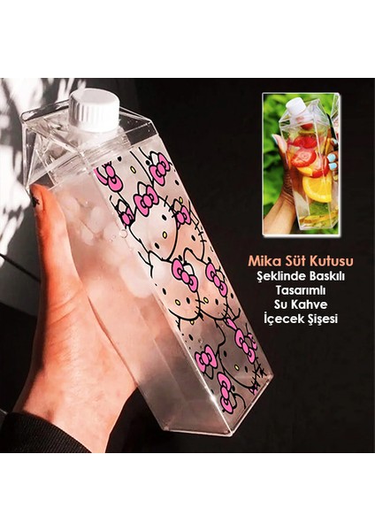 Hello Kitty Baskılı Mika Süt Kutu Tasarımlı Su Kahve Içecek Şişesi - Cam Değildir - 500 ml modelleri
