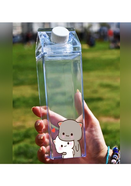 Dudu Bubu Ayıcık Sevgili Çift Baskılı Mika Süt Kutu Tasarımlı Su Kahve Şişesi -Cam Değildir- 500 ml fiyatları