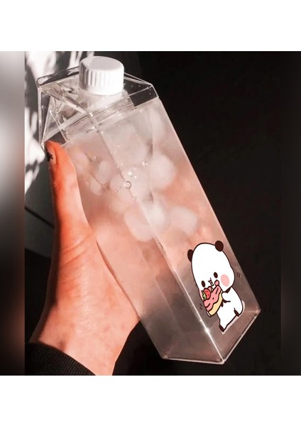 Dudu Bubu Ayıcık Sevgili Çift Baskılı Mika Süt Kutu Tasarımlı Su Kahve Şişesi -Cam Değildir- 500 ml fiyatları