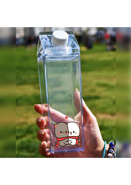 Dudu Bubu Ayıcık Sevgili Çift Baskılı Mika Süt Kutu Tasarımlı Su Kahve Şişesi -Cam Değildir- 500 ml fiyatları