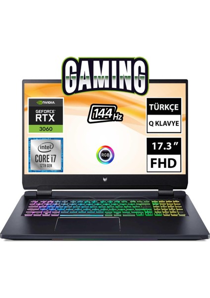 Predator Helios 300 PH317-56-79MX NH.QGVEY.003 I7-12700H 16GB 512SSD RTX3060 17.3" Fullhd Freedos Taşınabilir Bilgisayar