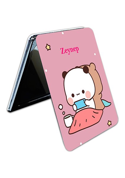 Dudu Bubu Ayna Ayıcık Sevgili Çift Dikdörtgen Kişiye Özel Isim Baskılı Cep Aynası 8x6 cm (Kapaklı ve Büyüteçli) fiyatları