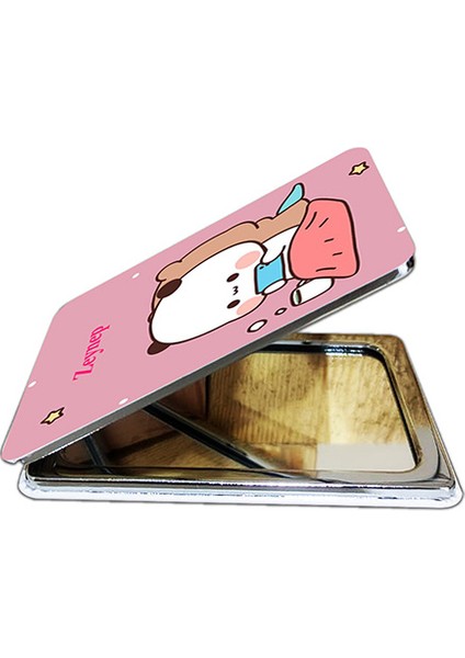 Dudu Bubu Ayna Ayıcık Sevgili Çift Dikdörtgen Kişiye Özel Isim Baskılı Cep Aynası 8x6 cm (Kapaklı ve Büyüteçli) modelleri
