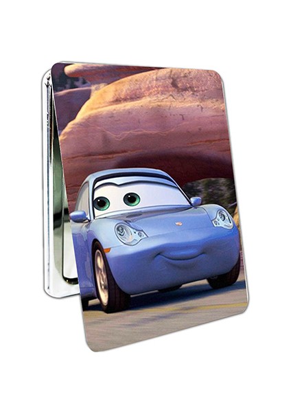 Şimşek Mcqueen Baskılı Dikdörtgen Kişiye Özel Isim Baskılı Cep Aynası 8x6 cm (Kapaklı ve Büyüteçli)