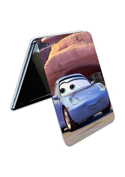 Şimşek Mcqueen Baskılı Dikdörtgen Kişiye Özel Isim Baskılı Cep Aynası 8x6 cm (Kapaklı ve Büyüteçli)