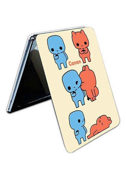 Evie Kinie Ayna Ayıcık Sevgili Çift Dikdörtgen Kişiye Özel Isim Baskılı Cep Aynası 8x6 cm (Kapaklı ve Büyüteçli) modelleri