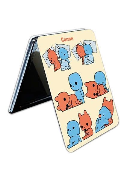 Evie Kinie Ayna Ayıcık Sevgili Çift Dikdörtgen Kişiye Özel Isim Baskılı Cep Aynası 8x6 cm (Kapaklı ve Büyüteçli) fırsatları