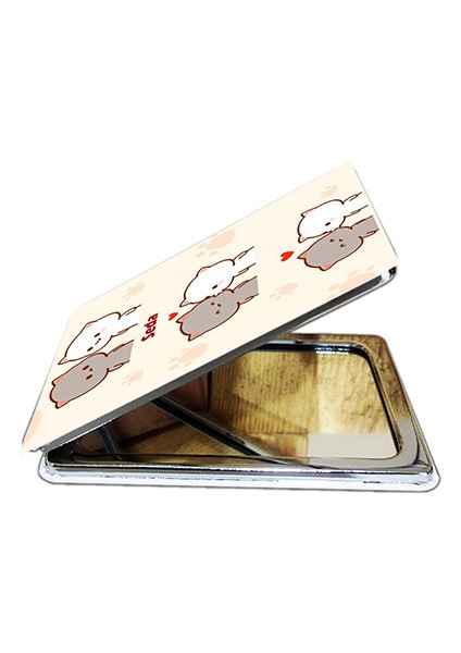 Dudu Bubu Ayna Ayıcık Sevgili Çift Dikdörtgen Kişiye Özel Isim Baskılı Cep Aynası 8x6 cm (Kapaklı ve Büyüteçli) fiyatları