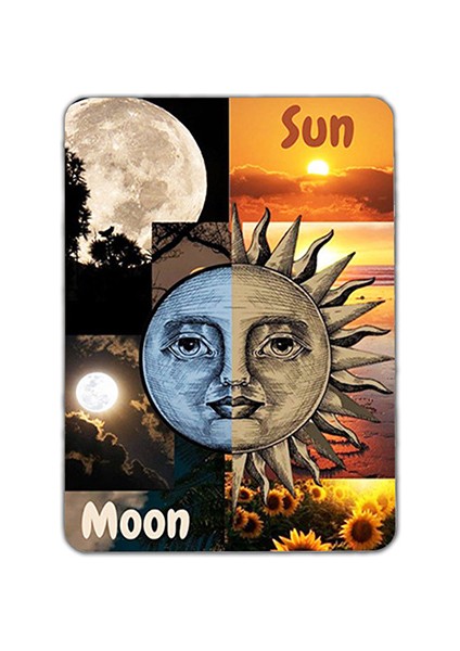 Sun Moon Baskılı Dikdörtgen Kişiye Özel Isim Baskılı Cep Aynası 8x6 cm (Kapaklı ve Büyüteçli)