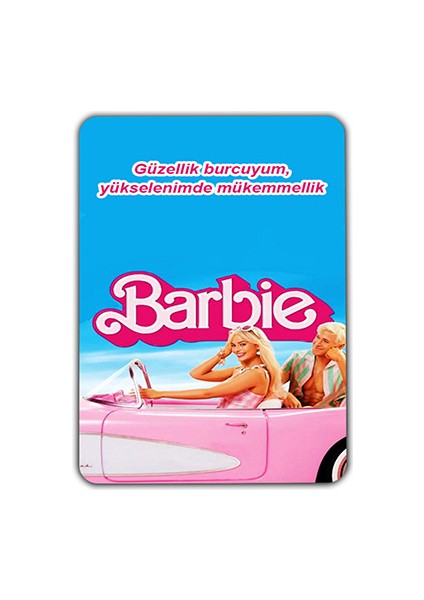 Barbie Baskılı Dikdörtgen Kişiye Özel Isim Baskılı Cep Aynası 8x6 cm (Kapaklı ve Büyüteçli)