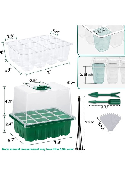 Grow Light'lı Tohum Başlangıç Tepsisi, 5'li Paket Tohum Başlangıç Seti (Yurt Dışından)