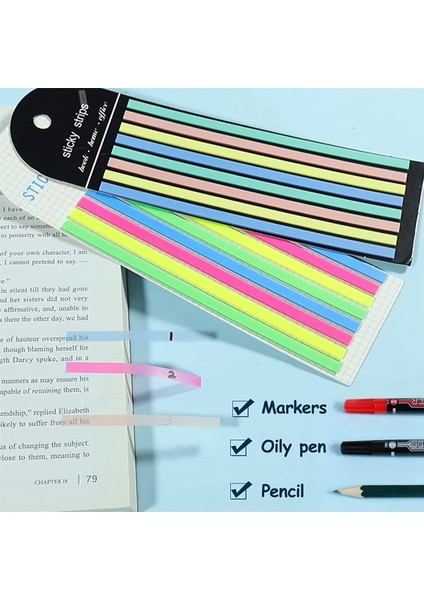 1280 Pcs Fosforlu Bant, Şeffaf Yapışkan Uzun Sayfa Işaretleyiciler Sekmeleri (Yurt Dışından)